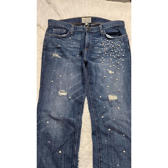Current Elliott Loved Destroy Pearls The Fling Boyfriend Crop Jeans Size 31x28 - Picture 5 of 14